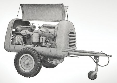 Kompresor DK 260 jako zástupce modernizované třetí generace. Konstrukce přívěsu byla u všech modelů (kromě DK 600) již s nápravou uprostřed a s pevnou přípojnou trubkovou ojí vpředu. Pod kapotou DK 260 lze vidět motor Tatra T924-A6.